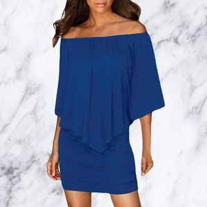 Royal Blue Ruffle-Layer Multi-Wear Mini Dress